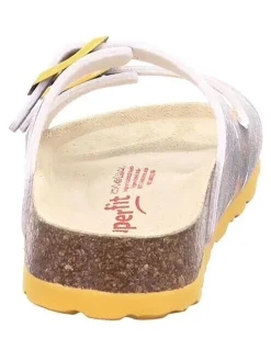 Pantoletten in Anthrazit/ Orange