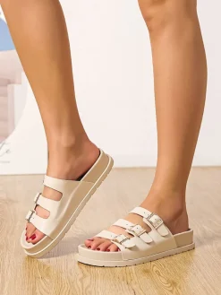 Pantoletten in Beige