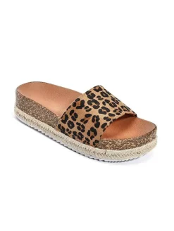 Pantoletten in Beige/ Braun