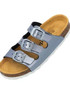 Pantoletten in blau metallic