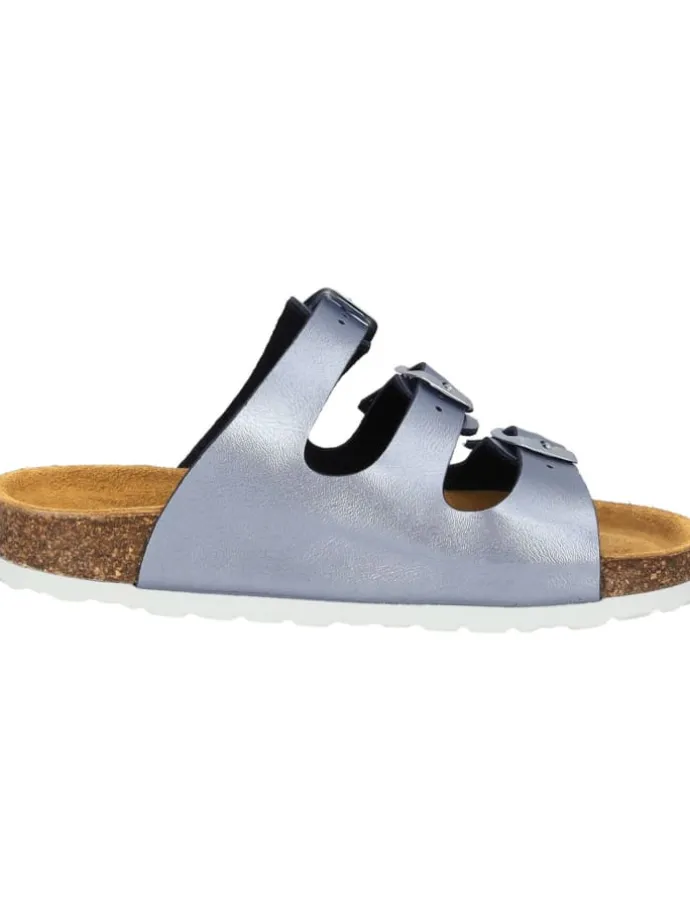 Pantoletten in blau metallic