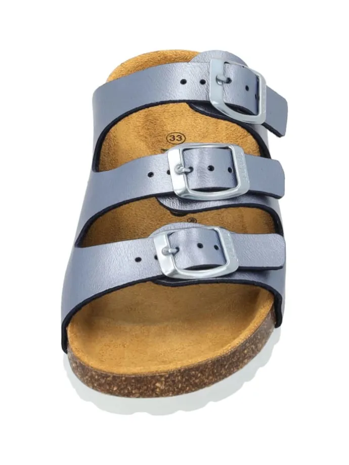 Pantoletten in blau metallic