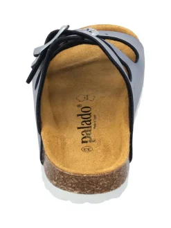 Pantoletten in blau metallic