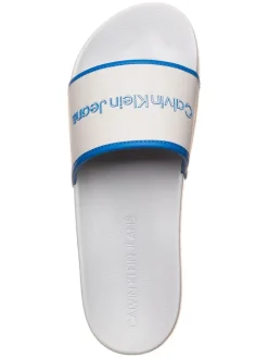 Pantoletten in Blau/ Weiß