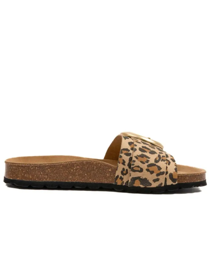 Pantoletten in Braun/ Beige