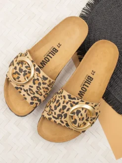 Pantoletten in Braun/ Beige