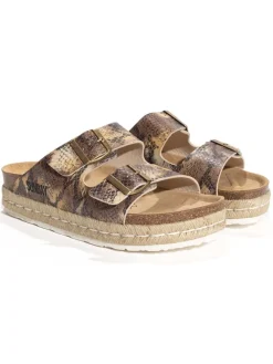 Pantoletten in Gold/ Beige