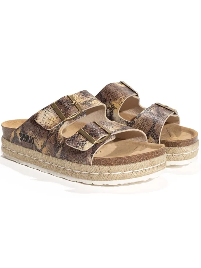 Pantoletten in Gold/ Beige