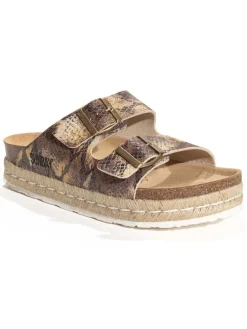 Pantoletten in Gold/ Beige