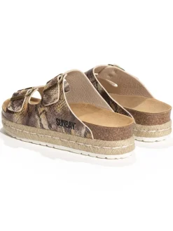 Pantoletten in Gold/ Beige