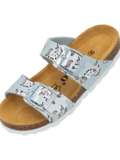 Pantoletten in Hellblau Metallic Unicorn