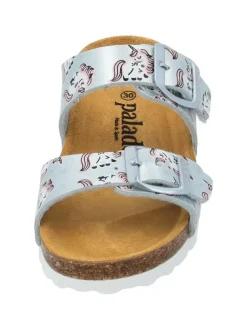 Pantoletten in Hellblau Metallic Unicorn