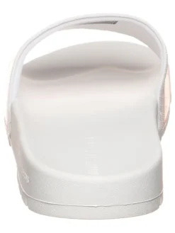 Pantoletten in Orange/ Weiß