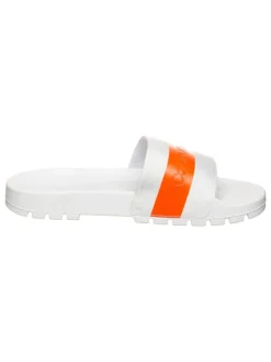 Pantoletten in Orange/ Weiß