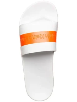 Pantoletten in Orange/ Weiß