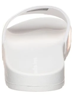 Pantoletten in Orange/ Weiß