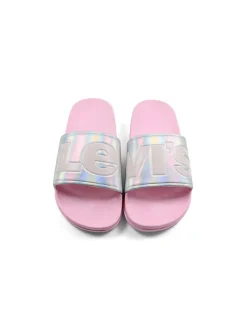 Pantoletten in Rosa/ Silber