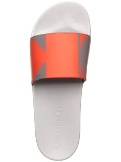 Pantoletten in Rot/ Weiß