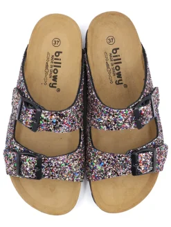 Pantoletten in Schwarz/ Bunt