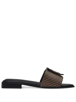 Pantoletten in Schwarz/ Hellbraun