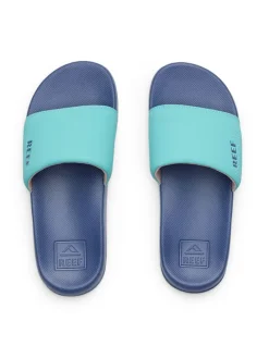 Pantoletten in Türkis/ Dunkelblau