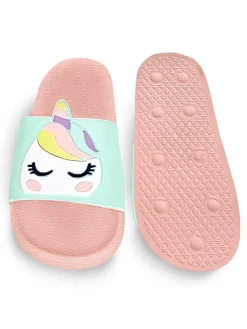 Pantoletten "Unicorn" in Rosa/ Türkis