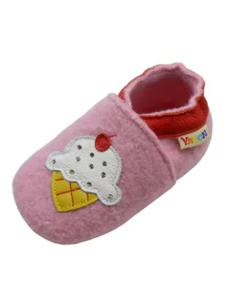 Rosa Woll-Krabbelschuhe 