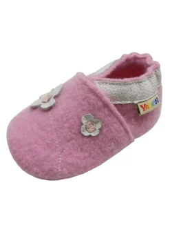Rosa Woll-Krabbelschuhe “Little Flower”