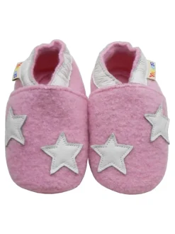Rosa Woll-Krabbelschuhe “”Sterne“