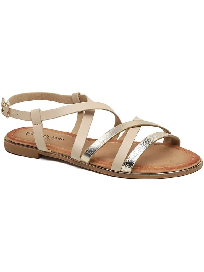 Sandalen in Beige/ Gold