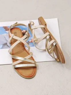 Sandalen in Beige/ Gold