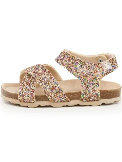 Sandalen in Gold/ Bunt