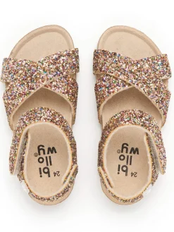 Sandalen in Gold/ Bunt