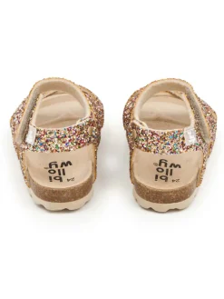 Sandalen in Gold/ Bunt