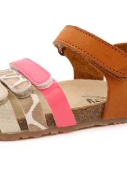 Sandalen in Hellbraun/ Bunt