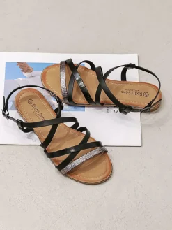 Sandalen in Schwarz/ Silber