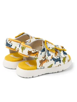 Sandalen in Weiß/ Gelb