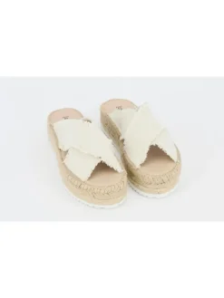 Sandalette mit Plateu Sohle Croisette Lin in Natur