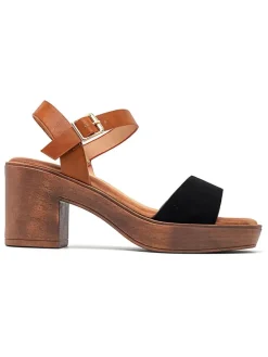 Sandaletten in Schwarz/ Hellbraun