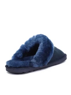 Schaffell-Hausschuhe "Emeline" in Dunkelblau