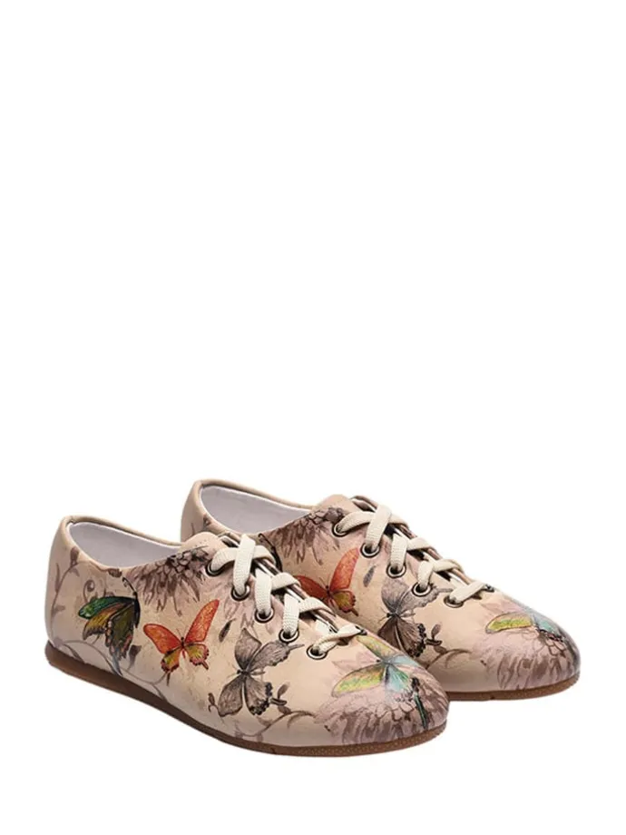 Schnürschuhe in Beige/ Braun/ Bunt