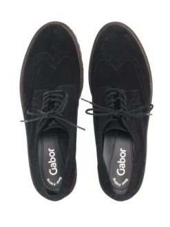 Schnürschuhe in schwarz/cognac