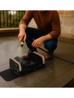 Schuhabstreifer in Schwarz/ Natur