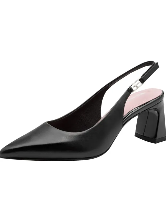 Slingpumps in BLACK LEATHER