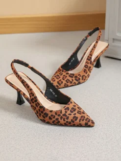 Slingpumps in Hellbraun/ Schwarz