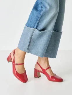 Slingpumps in RED PATEN
