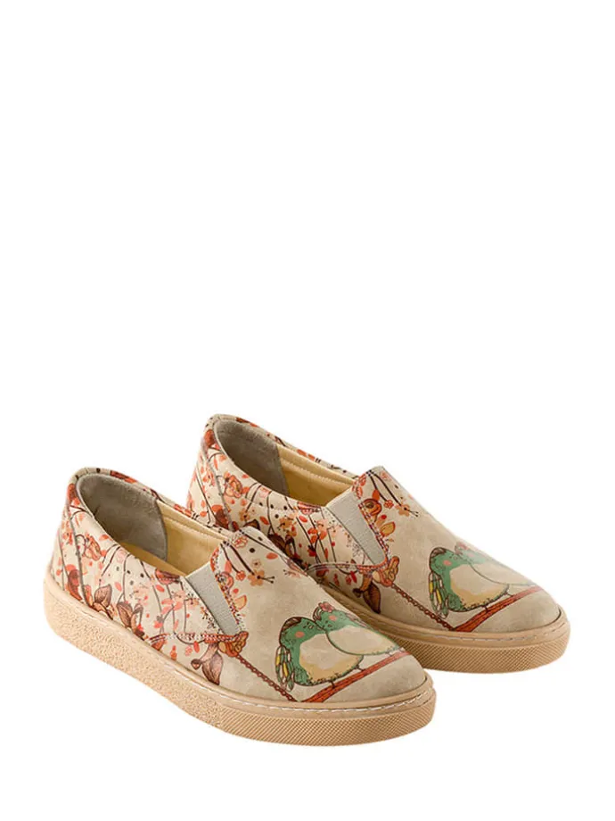 Slipper in Beige/ Bunt