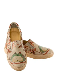 Slipper in Beige/ Bunt