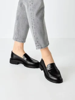 Slipper in BLACK LEATHER