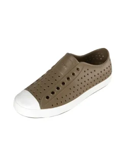 Slipper in Braun/ Weiß